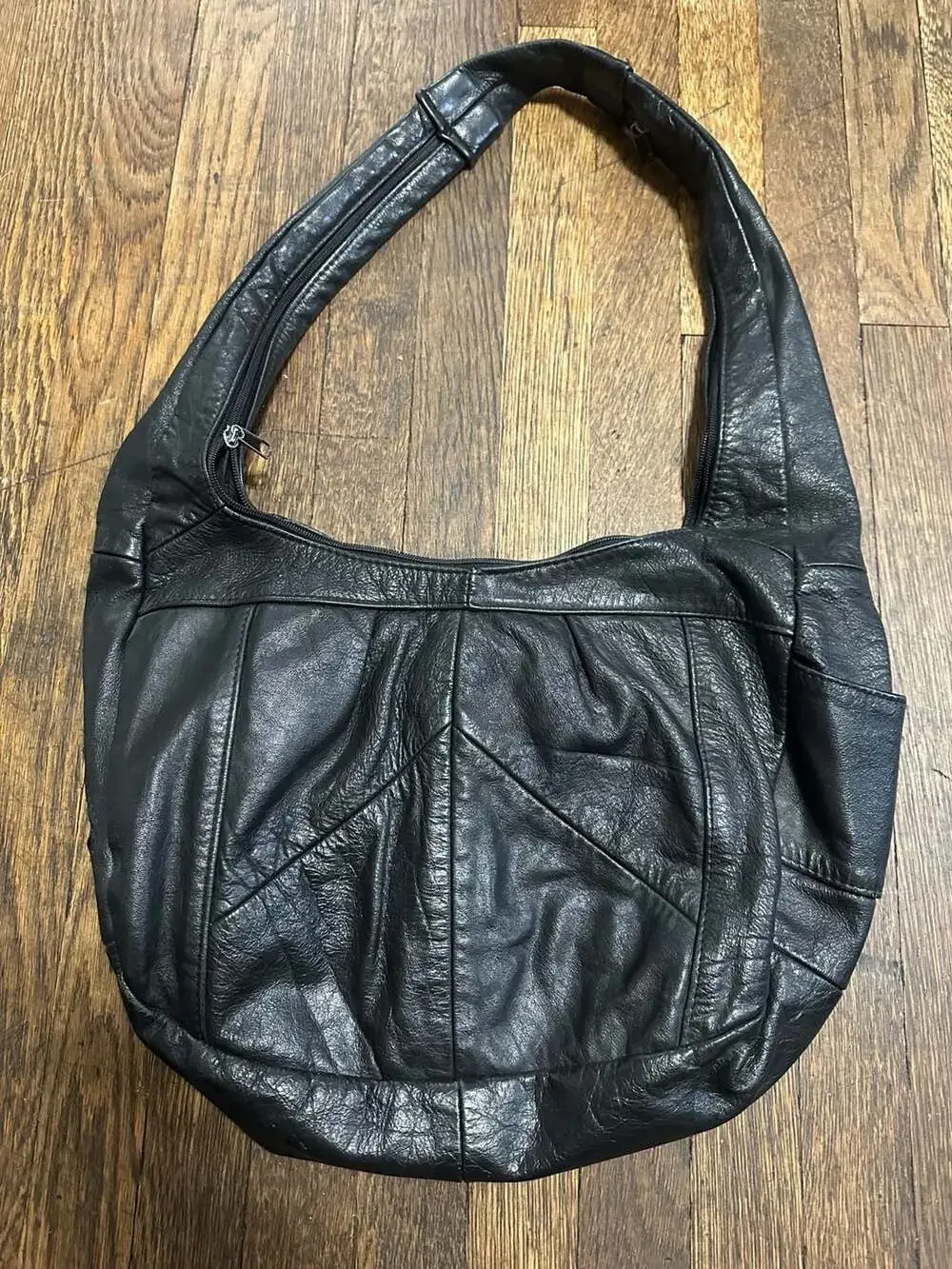 Vintage Genuine Leather Hobo Shoulder Bag Handcrafted in Mexico